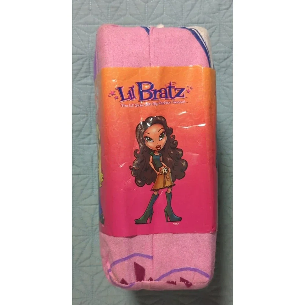 Vtg Y2K Lil Brats Wild Ride 3-Piece Flannel Sheet Set NIP Drawstring Bag Pink